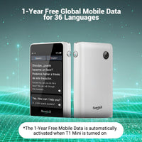 Fluentalk by Timekettle, T1 Mini Translator Device No WiFi Needed, Built in 1-Year Global Mobile Data, Supports 36 Languages and Photo Translation, Instant Language Translator for Travelling Freely