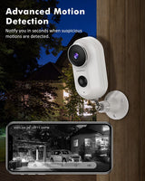 Wireless Rechargeable Battery Powered WiFi Camera, Home Security Camera, Night Vision, Indoor/Outdoor, 1080P Video with Motion Detection, 2-Way Audio, Waterproof, compatible with Cloud Storage/SD Slot