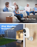 Wireless Rechargeable Battery Powered WiFi Camera, Home Security Camera, Night Vision, Indoor/Outdoor, 1080P Video with Motion Detection, 2-Way Audio, Waterproof, compatible with Cloud Storage/SD Slot