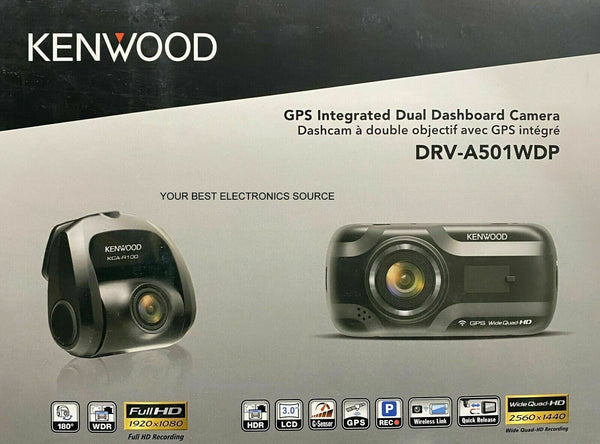 Kenwood DRV-A501WDP HD Dashcam w/ 3" Display, Wi-Fi, GPS, and Rear View Cam